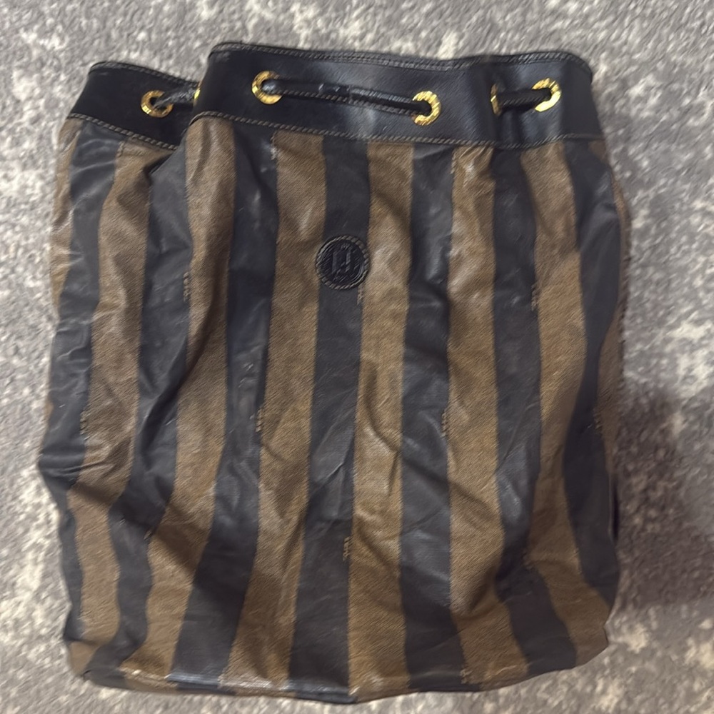 Vintage Fendi Chic Striped Black and Brown Women's Backpack - Picture 10 of 13